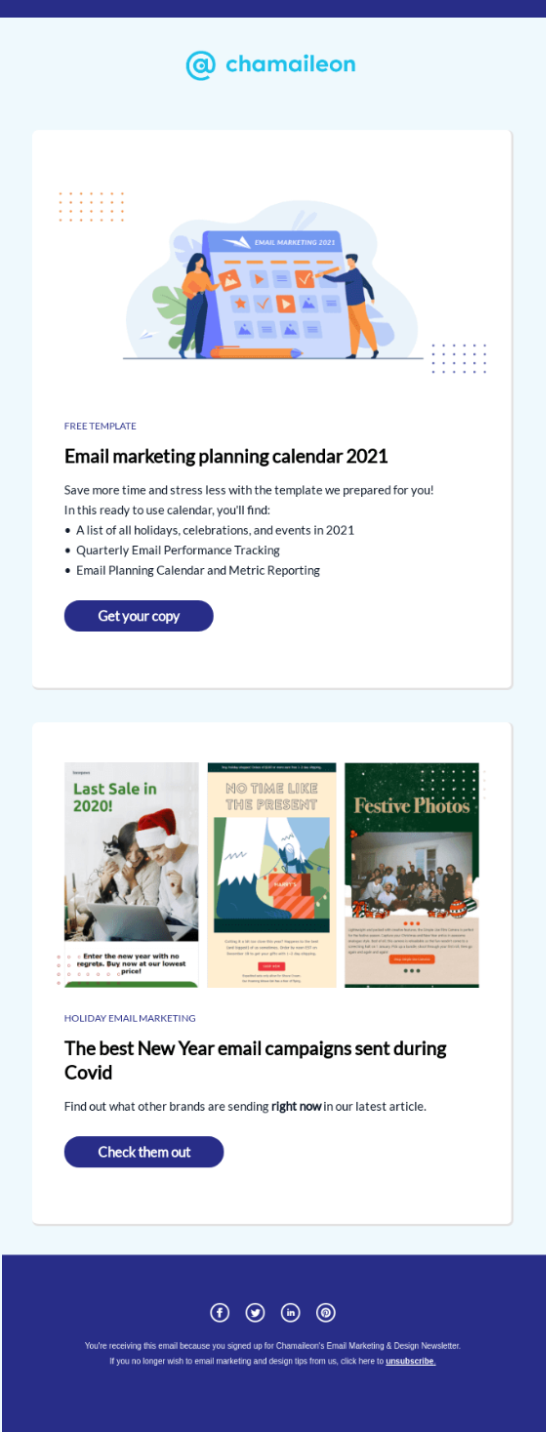 Отрывок электронного письма, созданного с помощью одного из шаблонов Chamaileon. Источник: reallygoodemails
