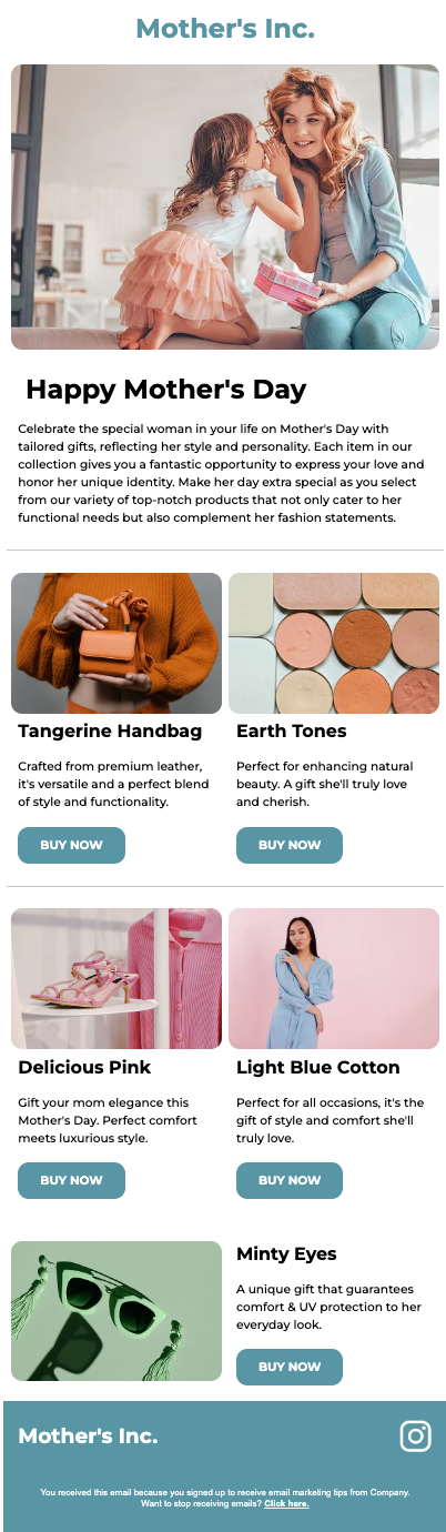 Шаблон письма из библиотеки Moosend