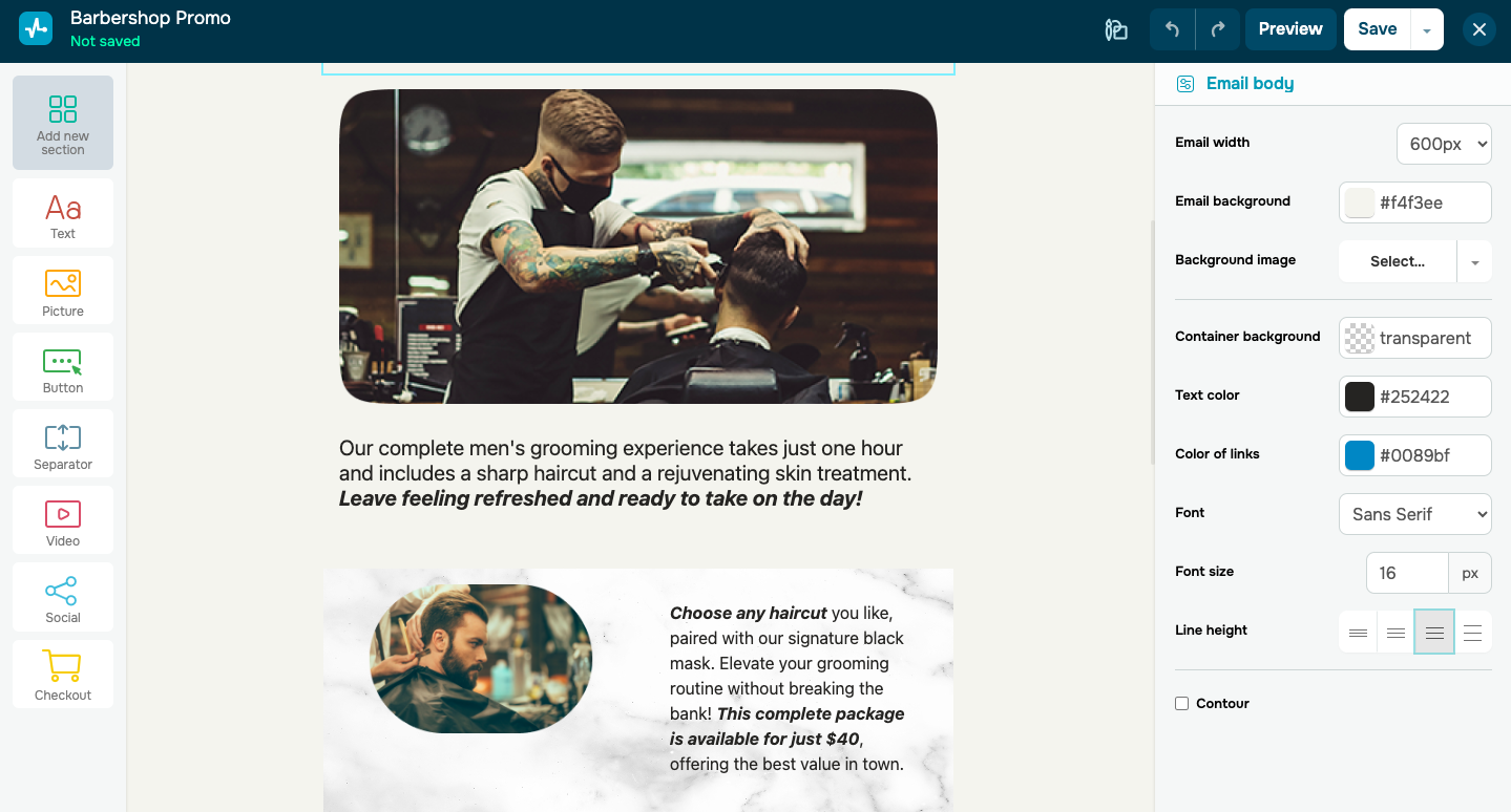 Інтерфейс редактора SendPulse з функцією перетягування блоків