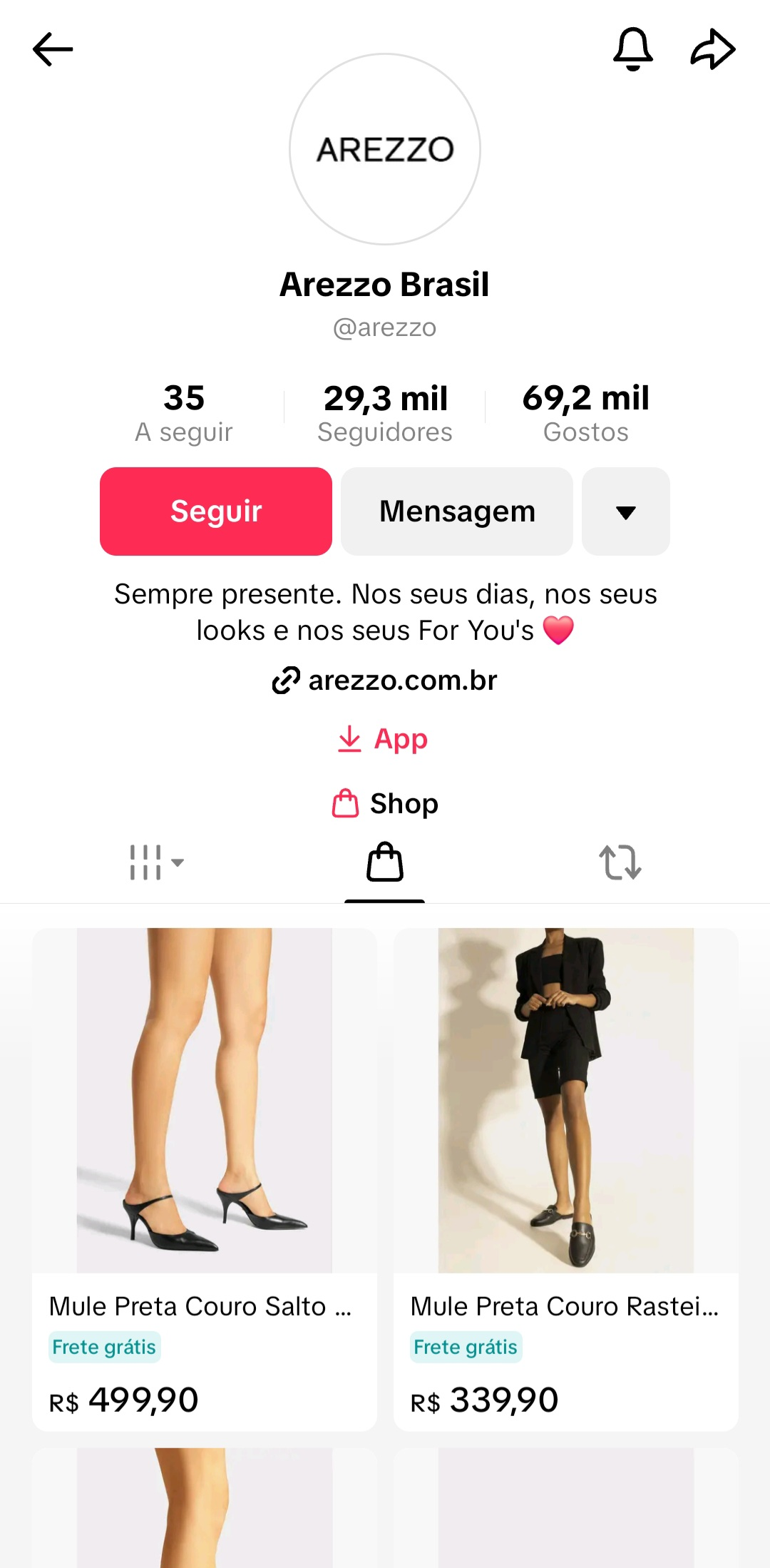 como-ganhar-seguidores-no-tiktok-exemplo-arezzo