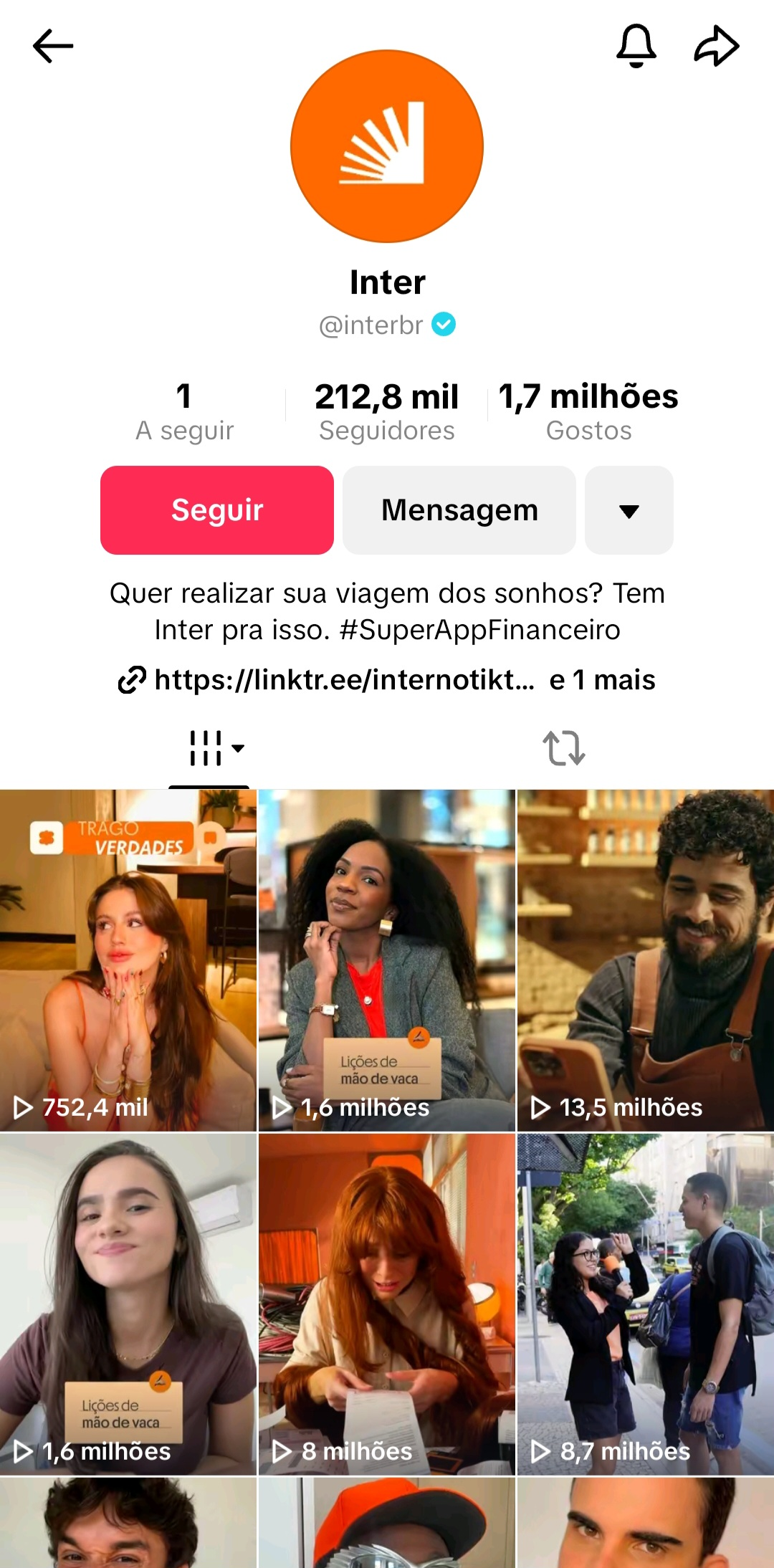 como-ganhar-seguidores-no-tiktok-exemplo-banco-inter