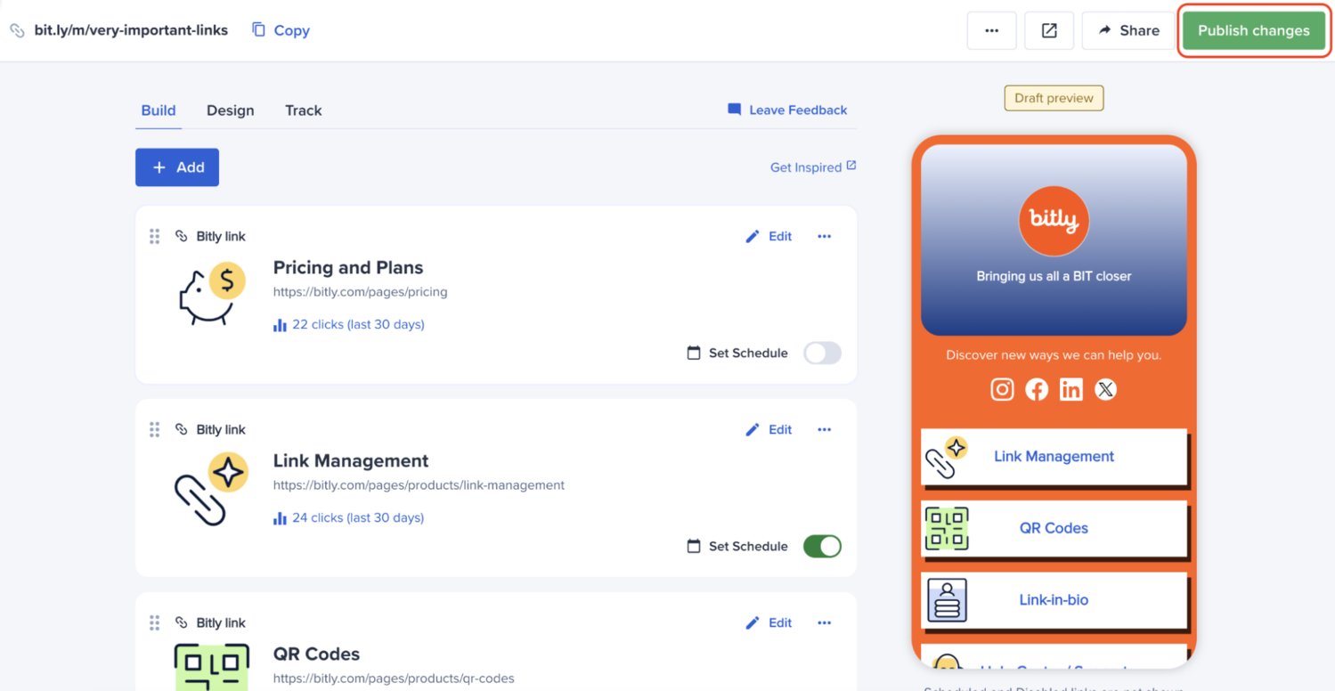 Adding links to link in bio page