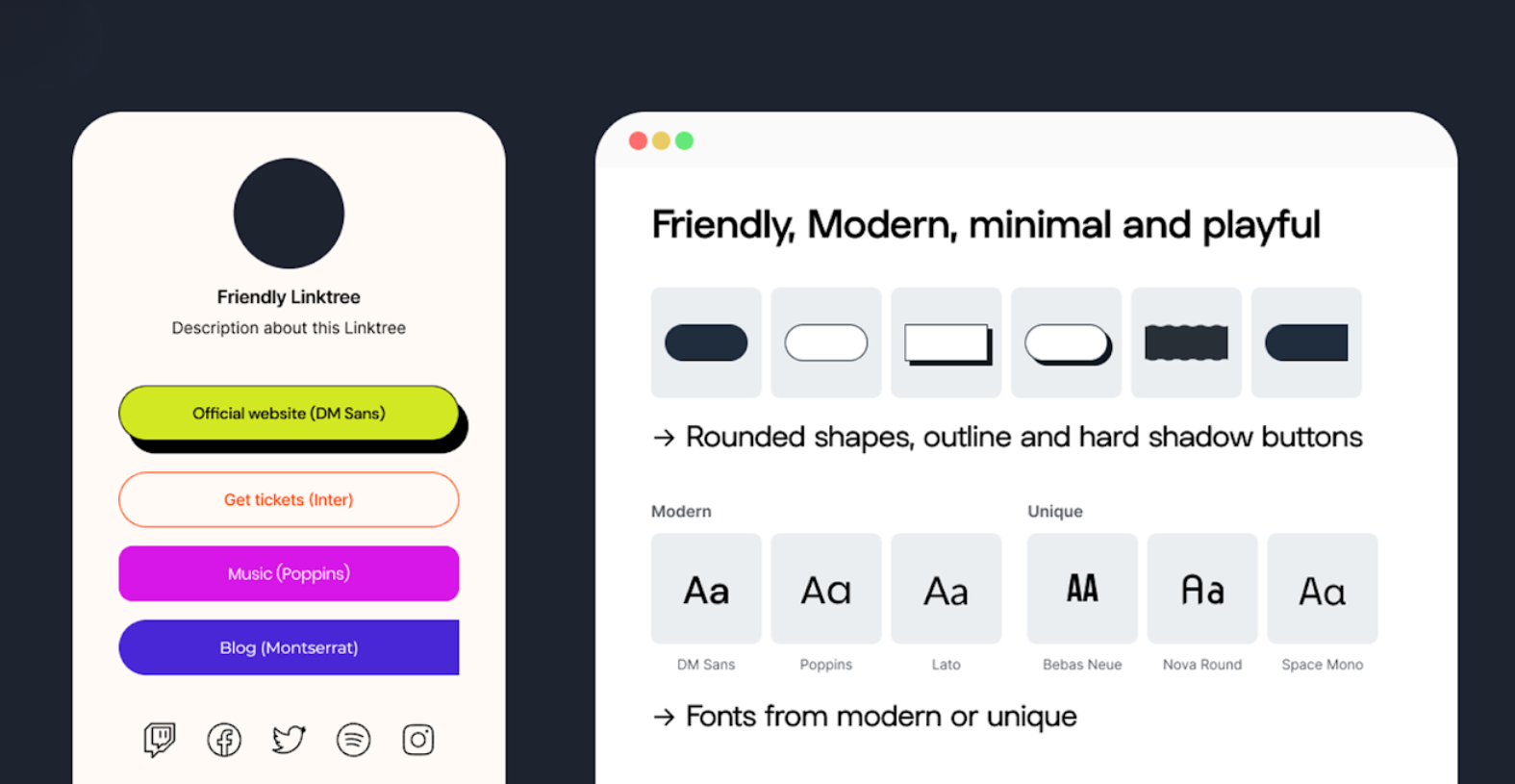 link in bio page design