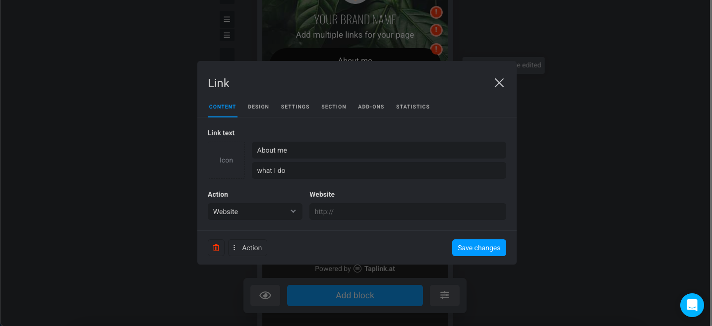  links in a link in bio template