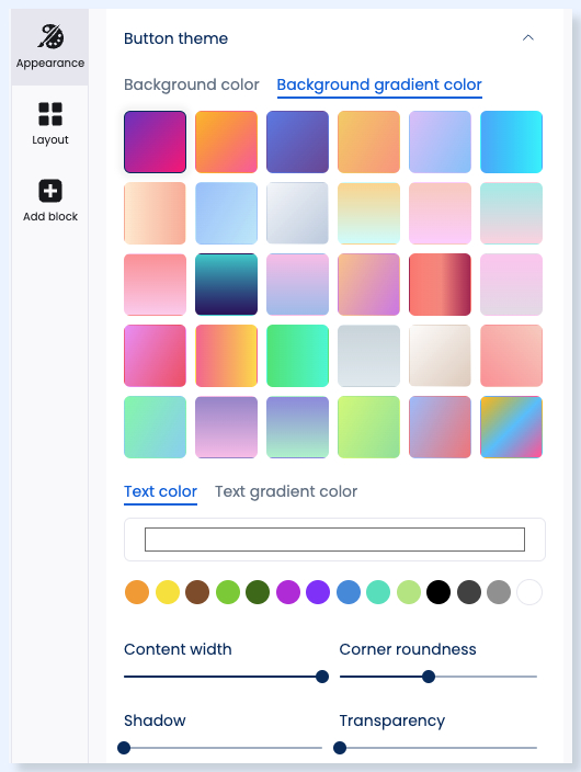 customizing link in bio page appearance