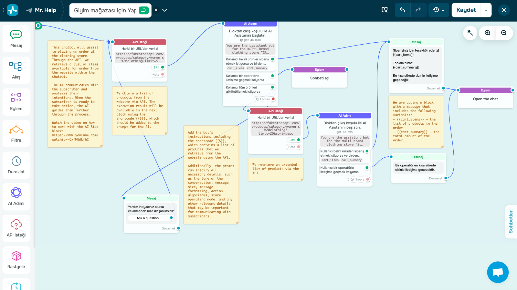 SendPulse’un görsel chatbot oluşturucusu