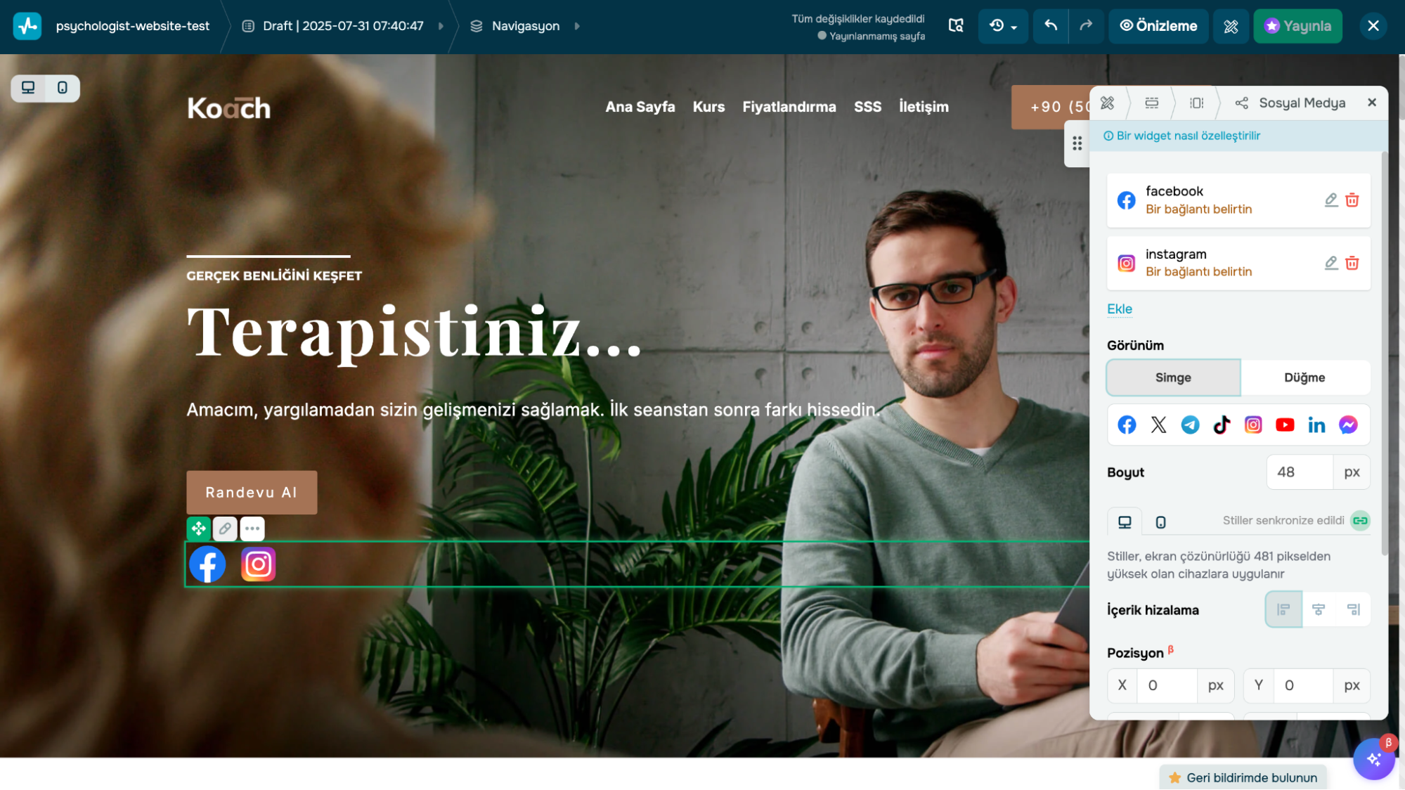 SendPulse’ta kişisel bir web sitesine bağlantı ekleme