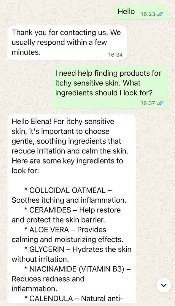 Un bot WhatsApp pour les soins de la peau créé avec SendPulse