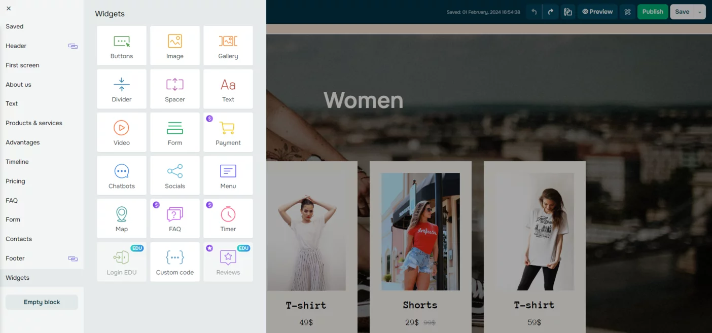 Interfaz del creador de SendPulse, uno de los creadores de sitios web más baratos