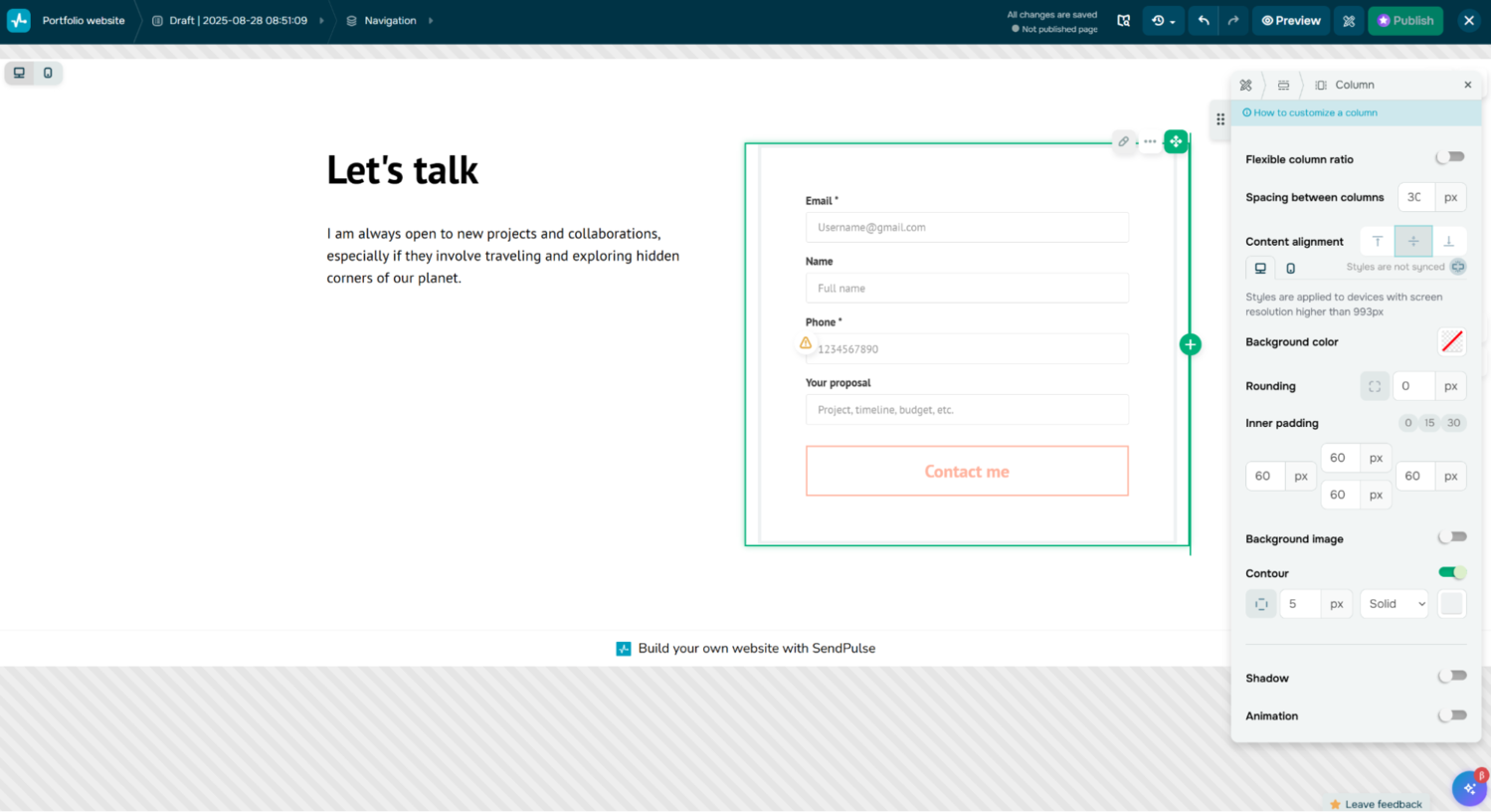 contact form example