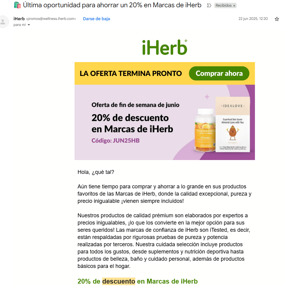 iHerb utiliza el FOMO para aumentar las ventas de sus productos exclusivos