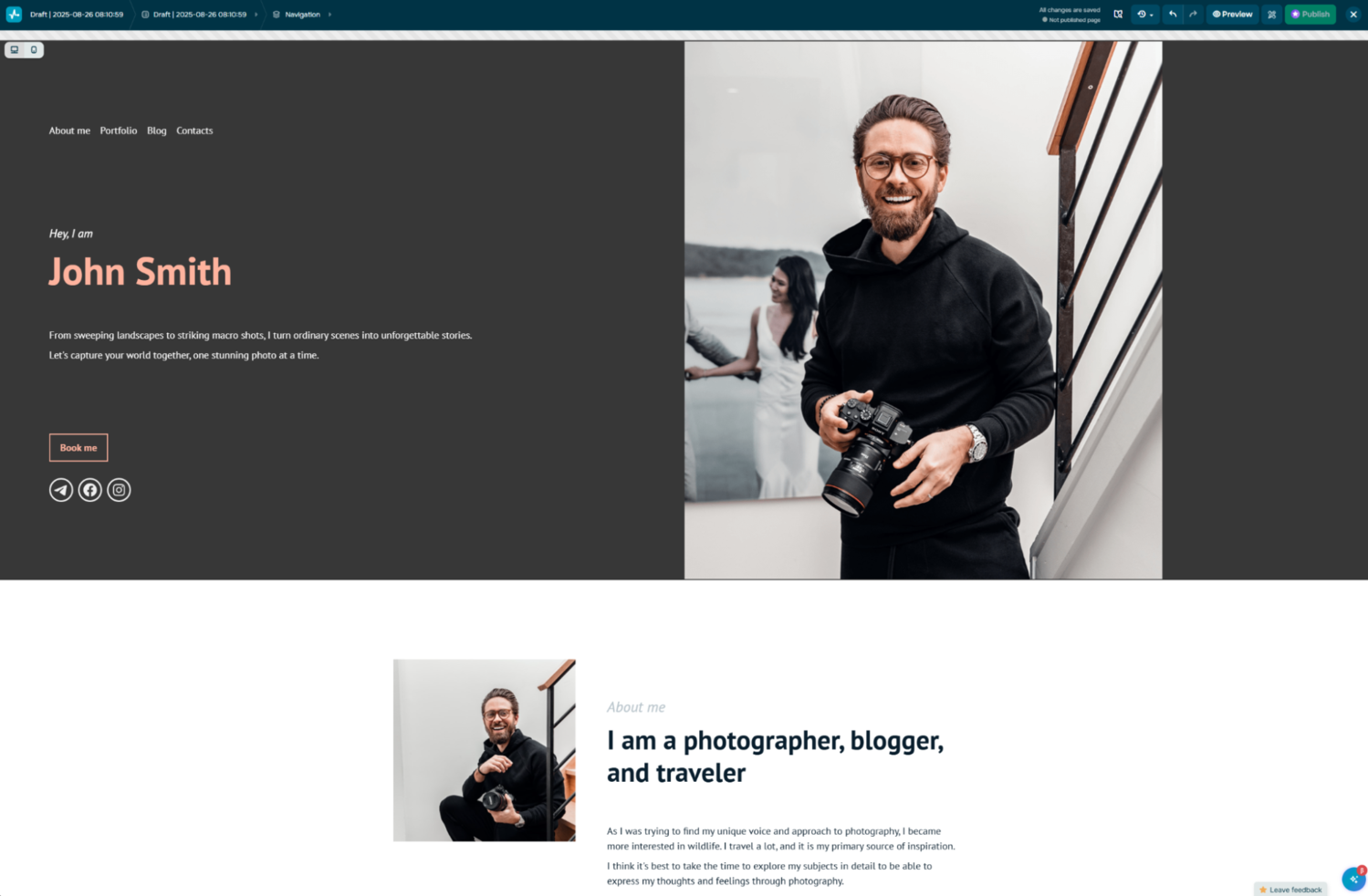 make a portfolio website’s homepage