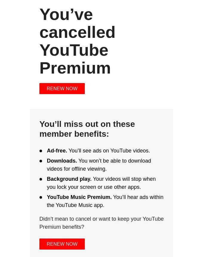 Ejemplo de aversión a la pérdida de beneficios de un producto en una campaña de Youtube