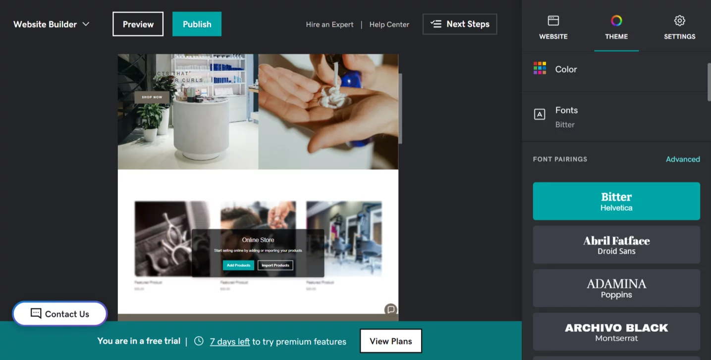 Creación de un sitio web a través en el creador de sitios GoDaddy