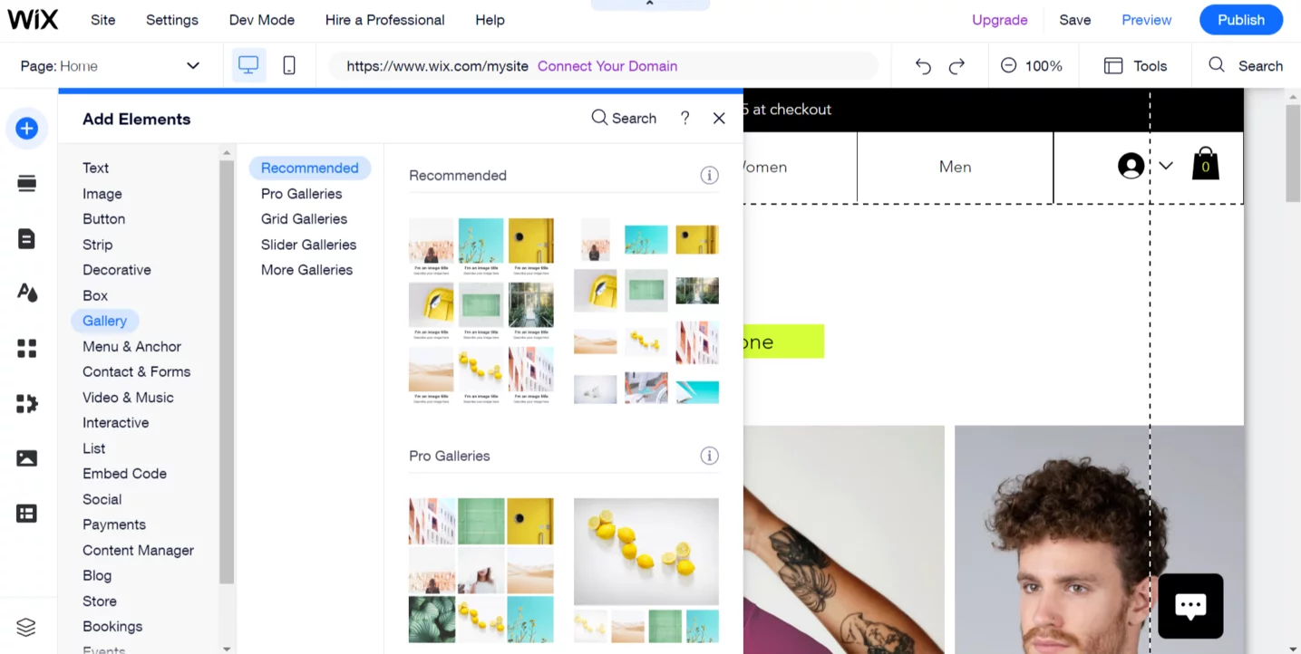 Ejemplo de cómo crear un sitio web utilizando una plantilla de Wix