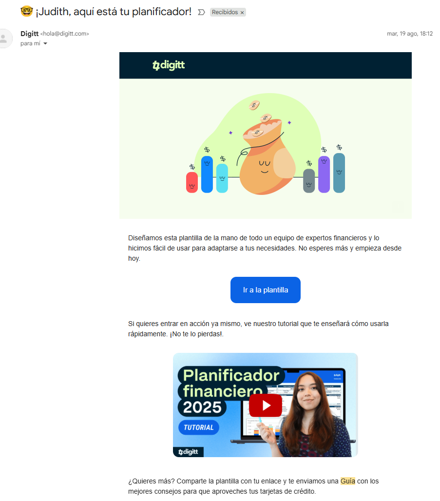 Digitt ofrece un planificador gratuito de gastos para aumentar el valor de sus correos y aumentar la fidelización de los clientes 