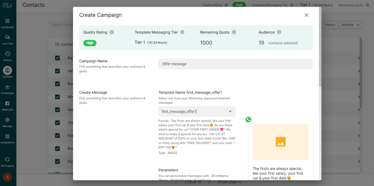 WhatsApp broadcast campaign