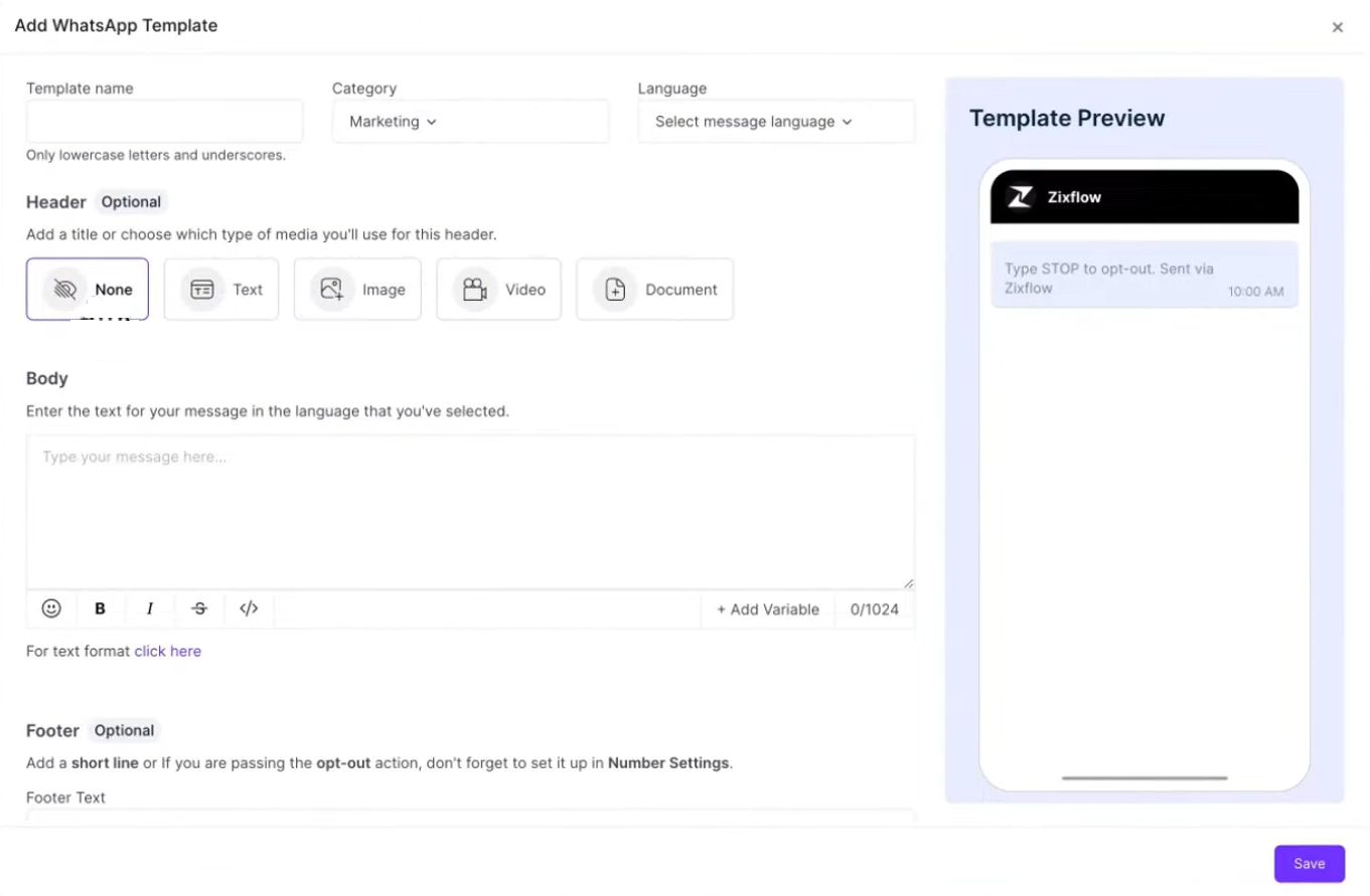new template for a WhatsApp broadcast campaign