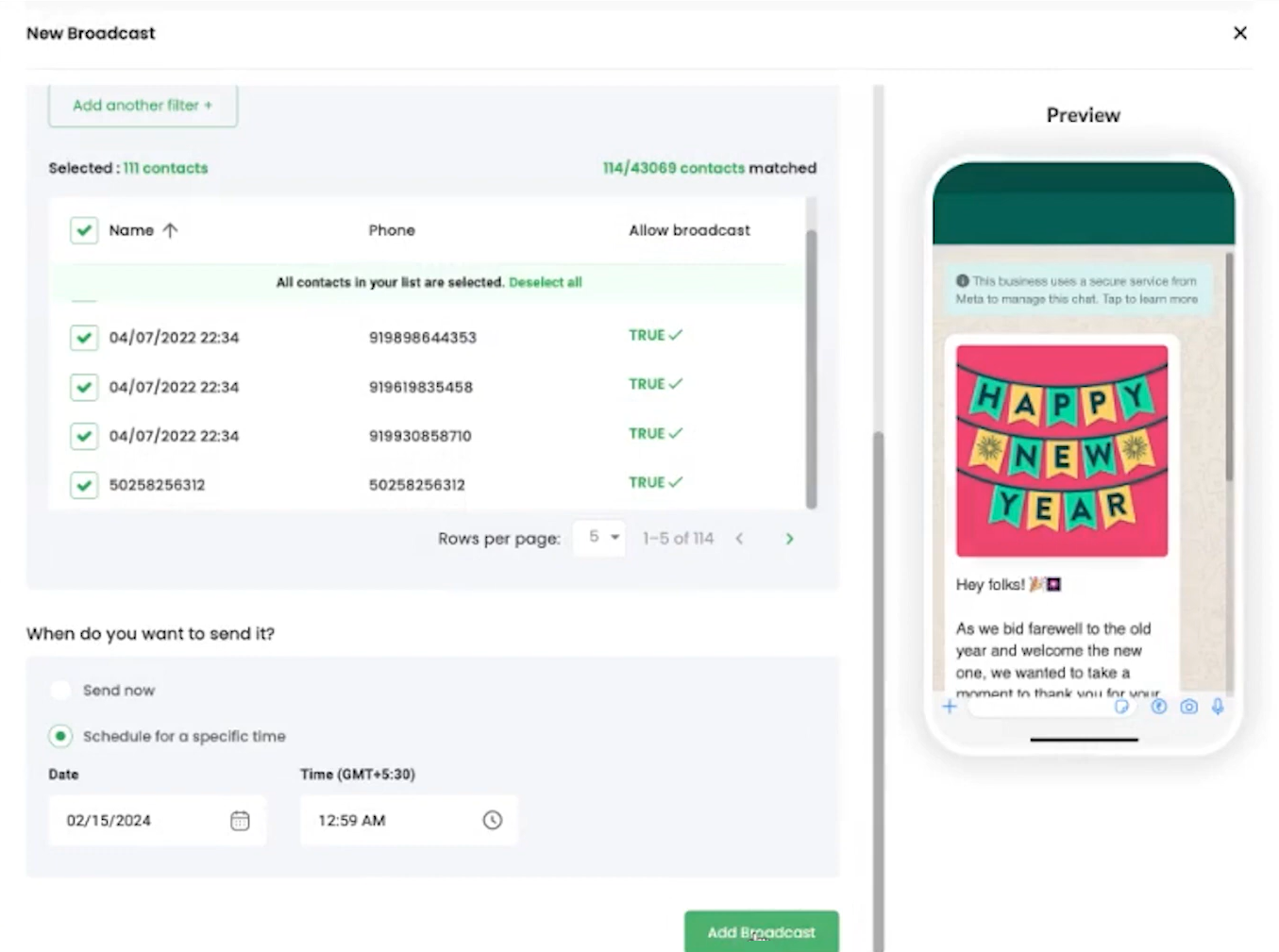 new broadcast message