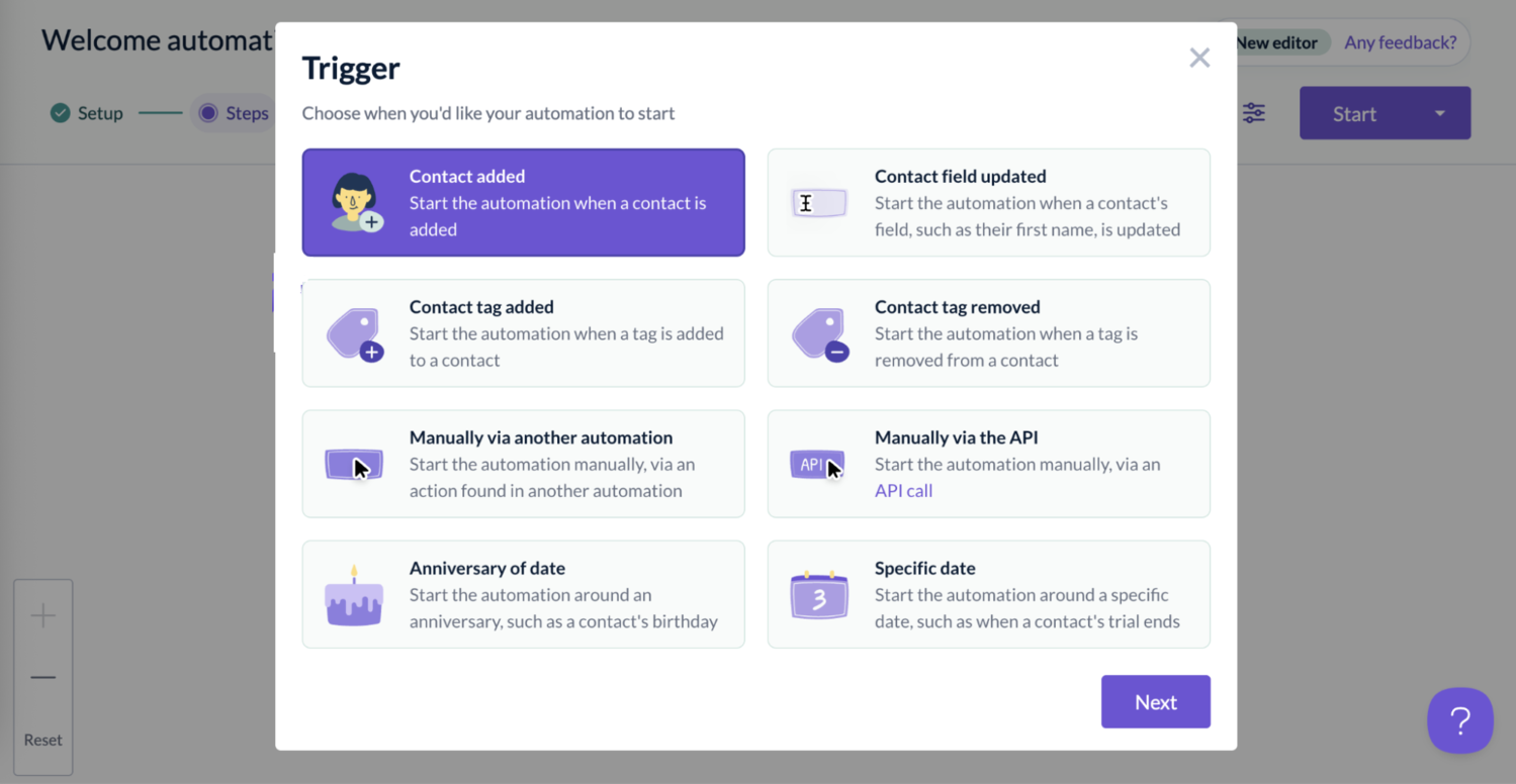 automation start conditions