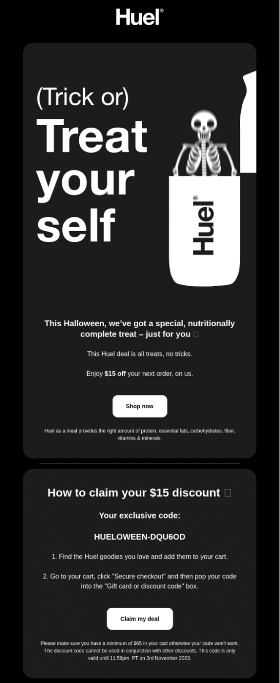 Halloween email example 