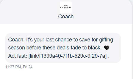 Black Friday marketing SMS