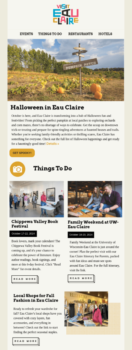 Halloween email example 