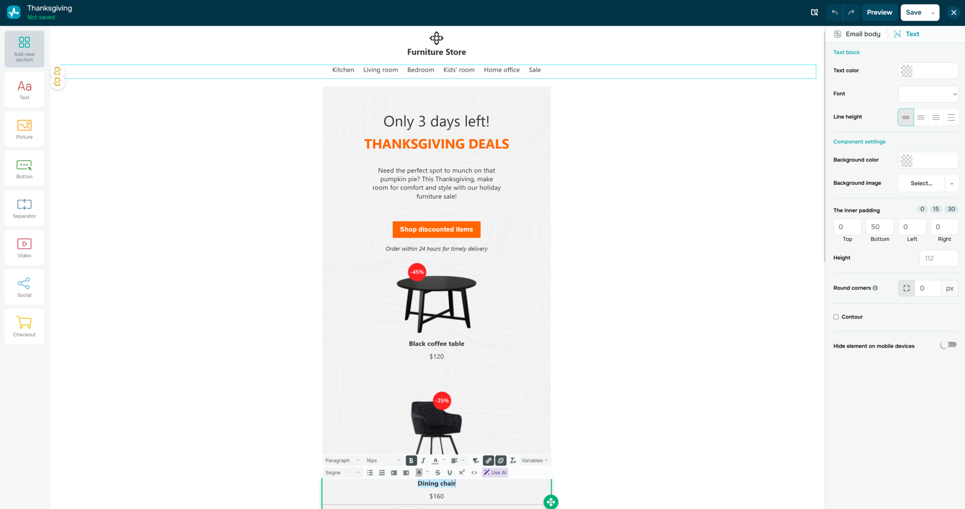 Thanksgiving email template 