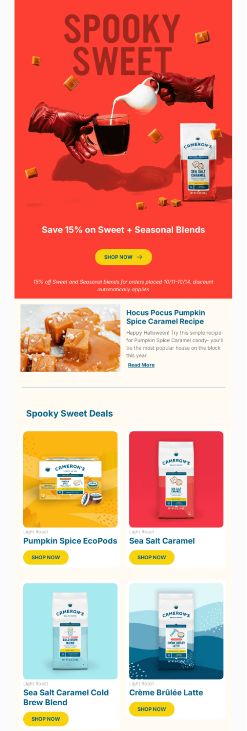 Halloween email example