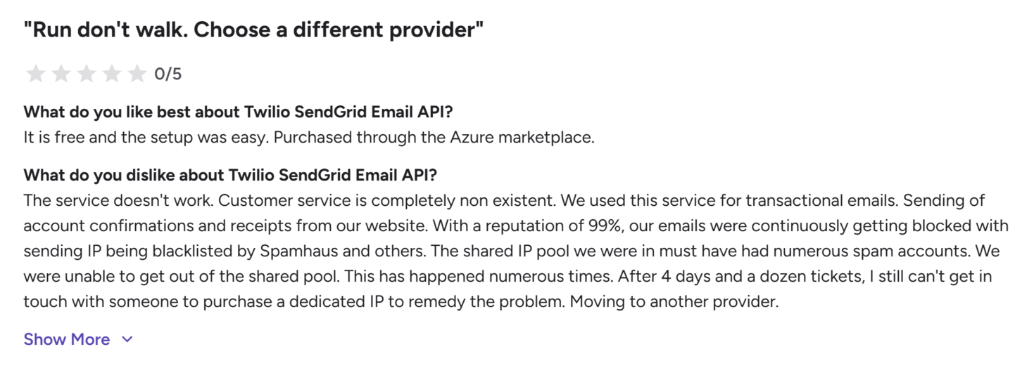 Twilio SendGrid’s review