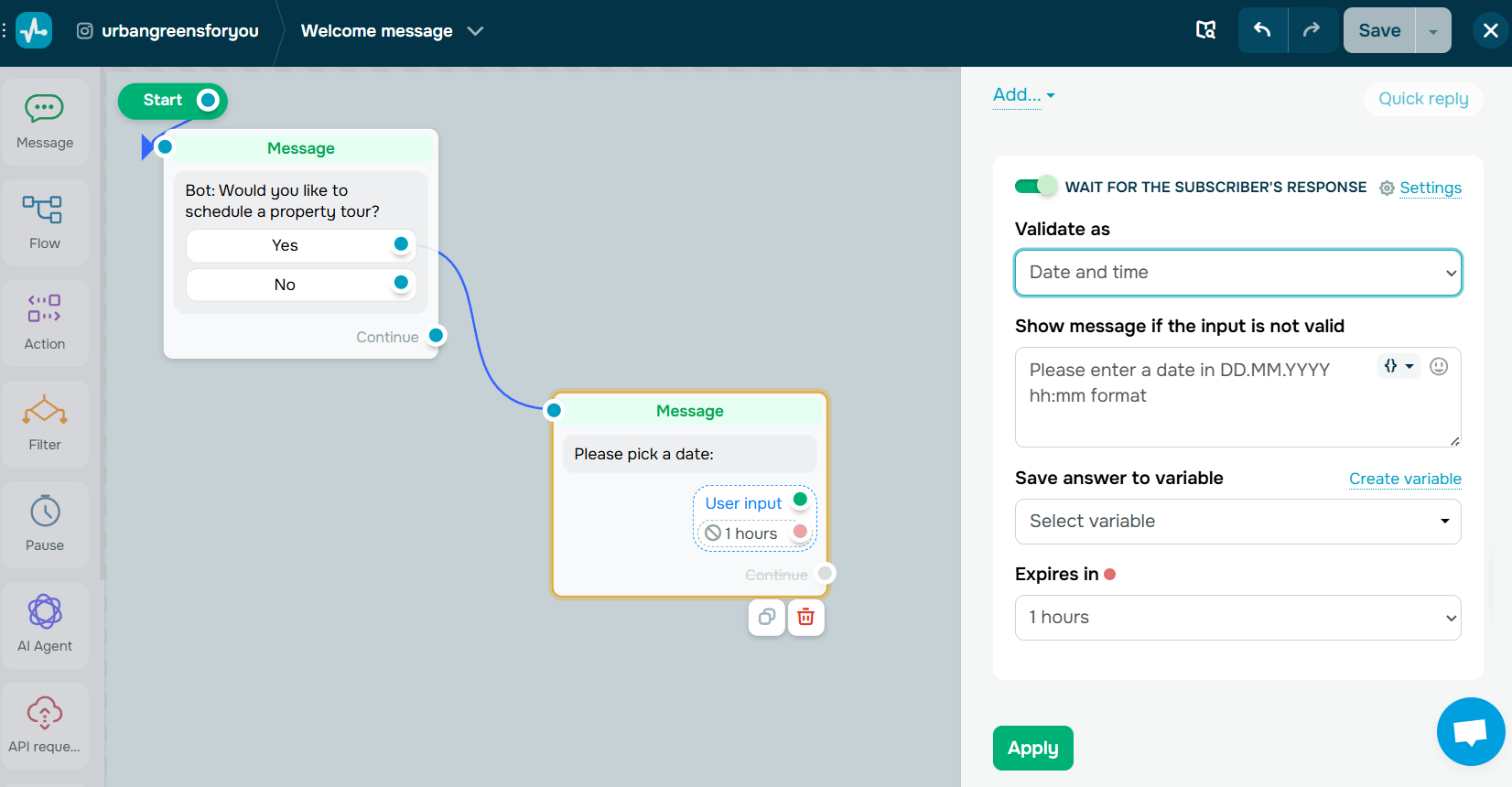 real estate chatbot flow