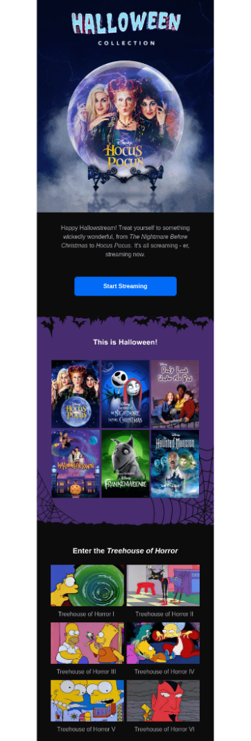 Halloween email example 