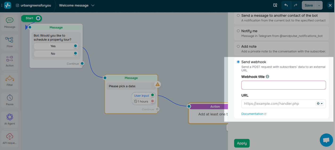 booking flow for a real estate chatbot