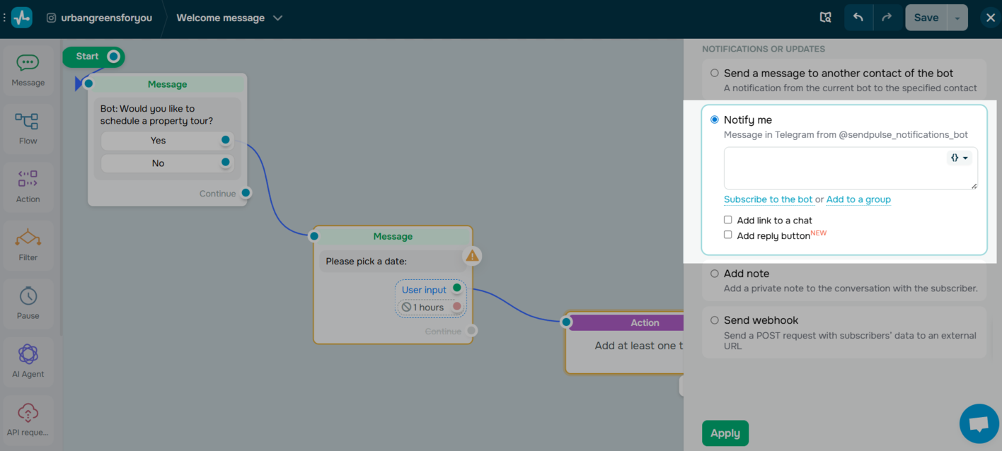 notification from a chatbot 