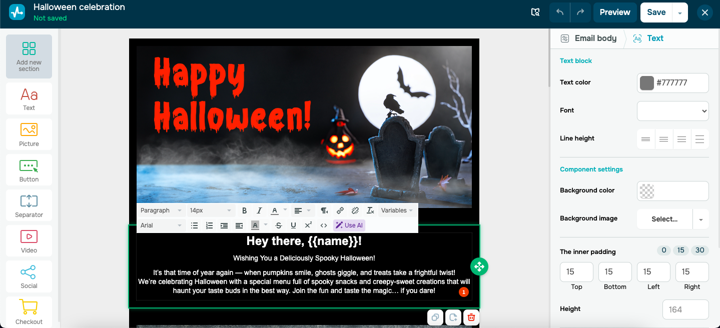 pre-made Halloween email template