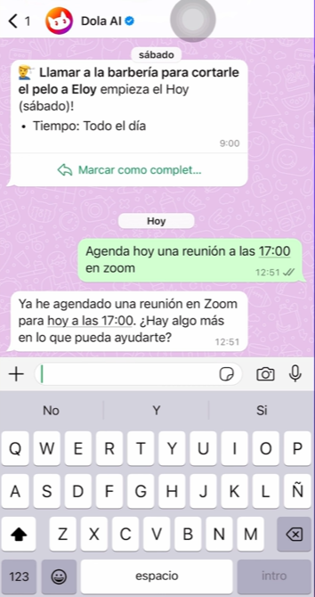 Servicio de Dola IA en un chatbot de WhatsApp