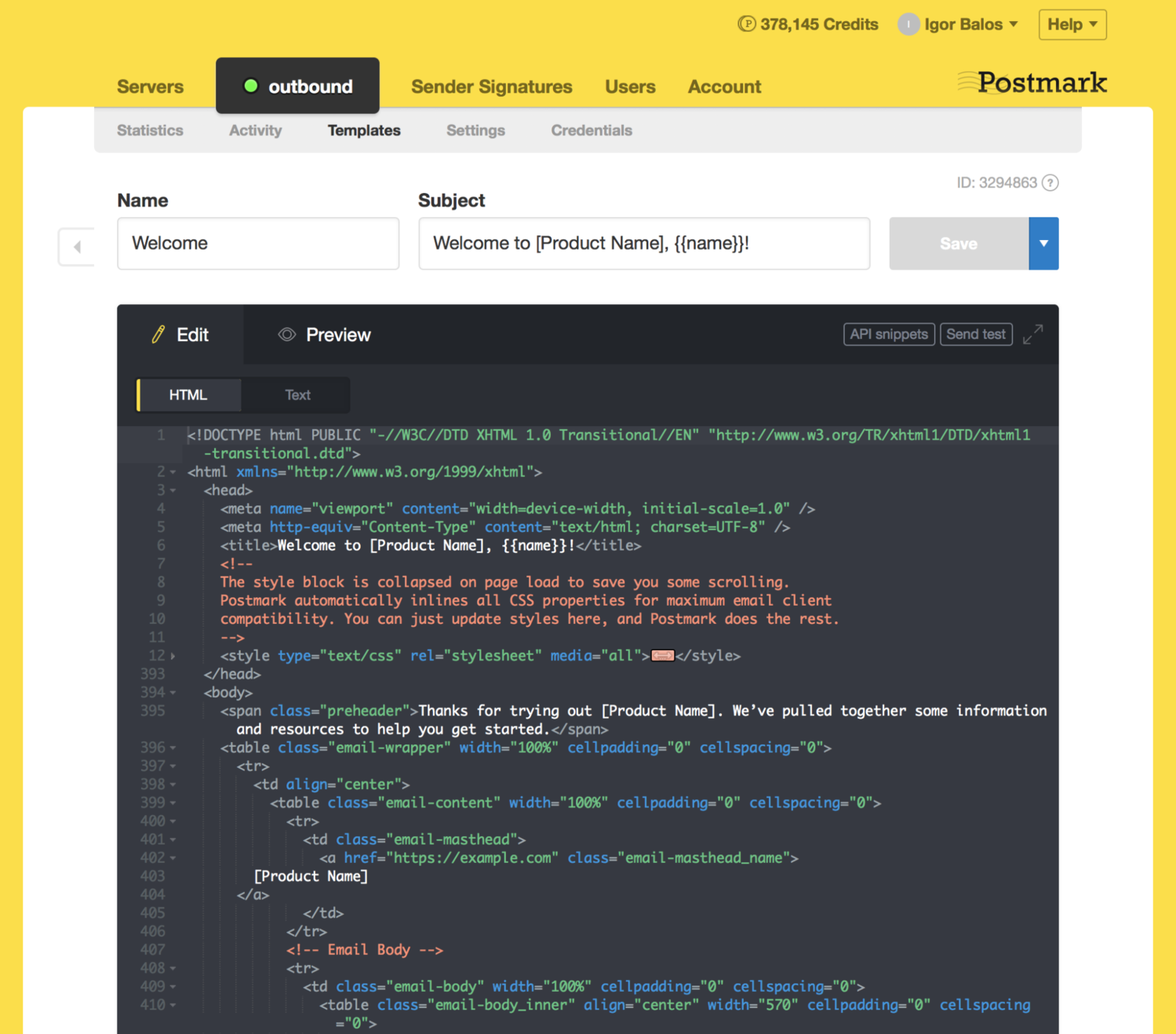 Coding a transactional email