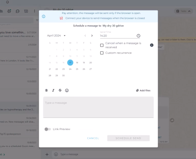 programmez votre message WhatsApp