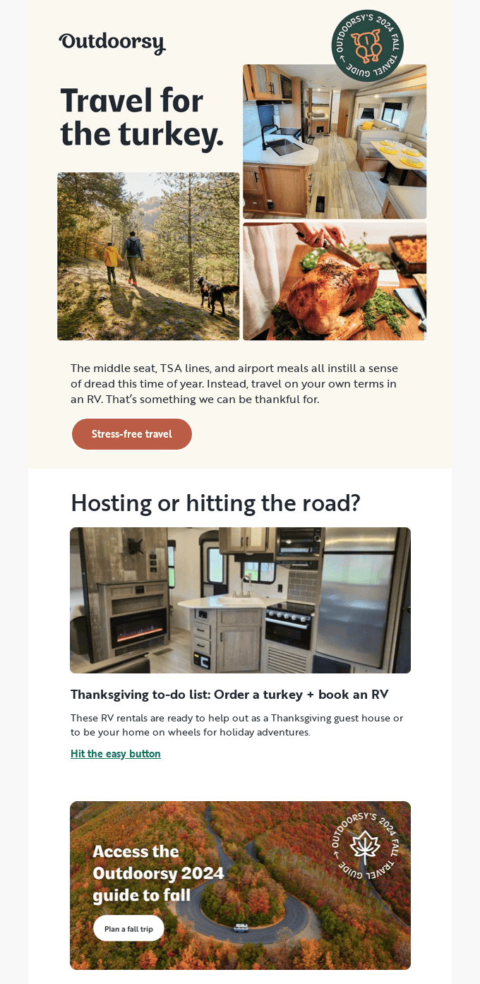 Thanksgiving email example
