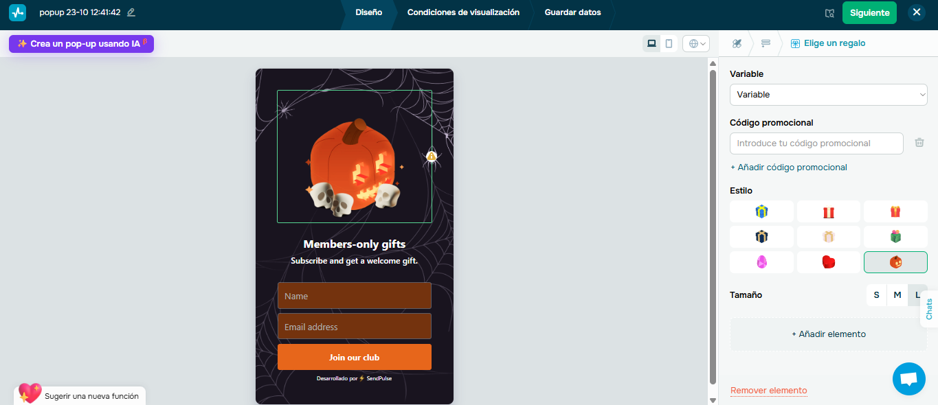 Pop-up de SendPulse ayuda a crear dinámicas atractivas para redes sociales 