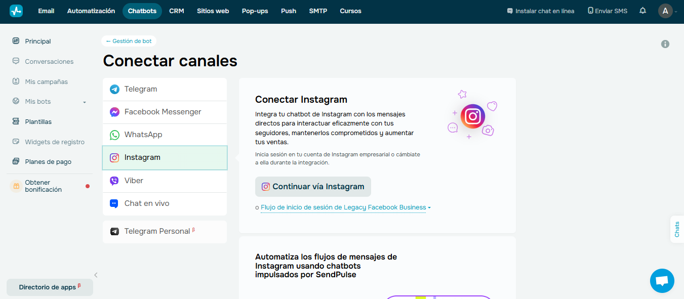 Chatbot de Instagram de SendPulse ayuda a mantener conversaciones relevantes con los usuarios