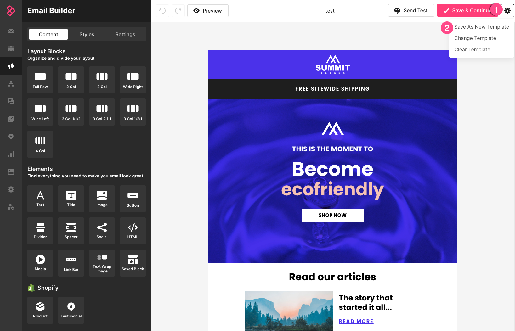 drag-and-drop email builder