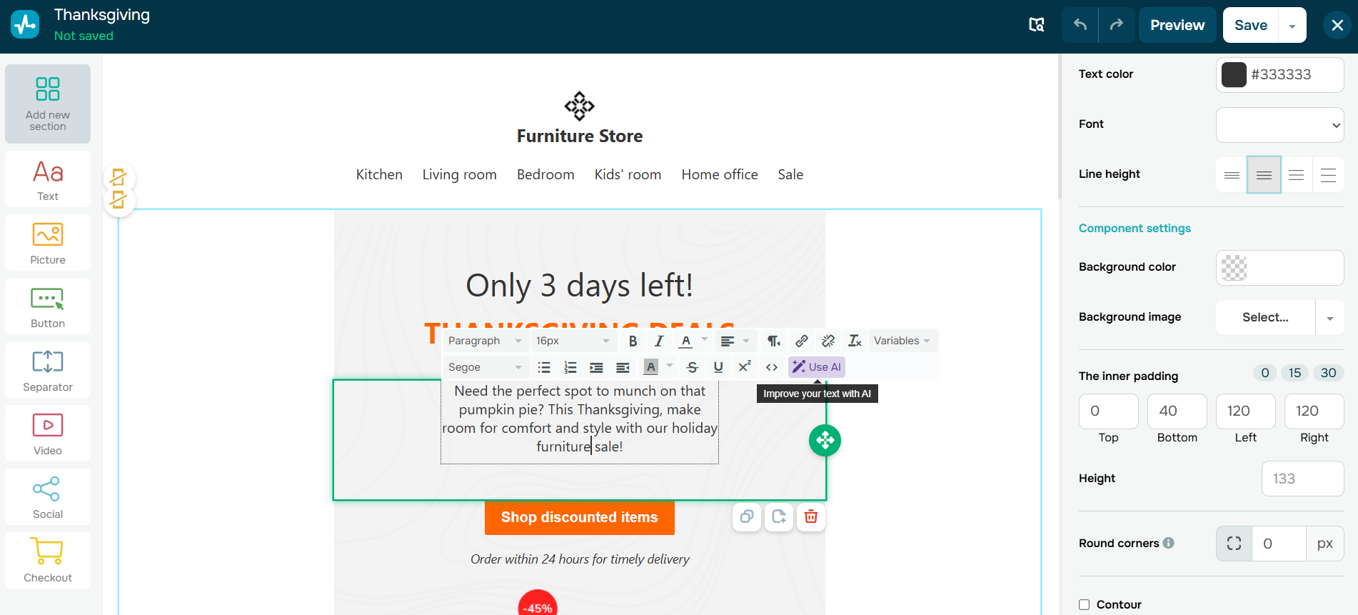 l'éditeur d'emails SendPulse