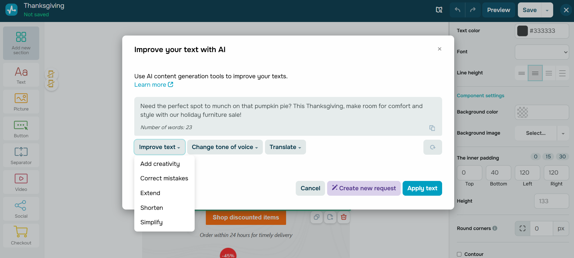 l'éditeur d'emails SendPulse
