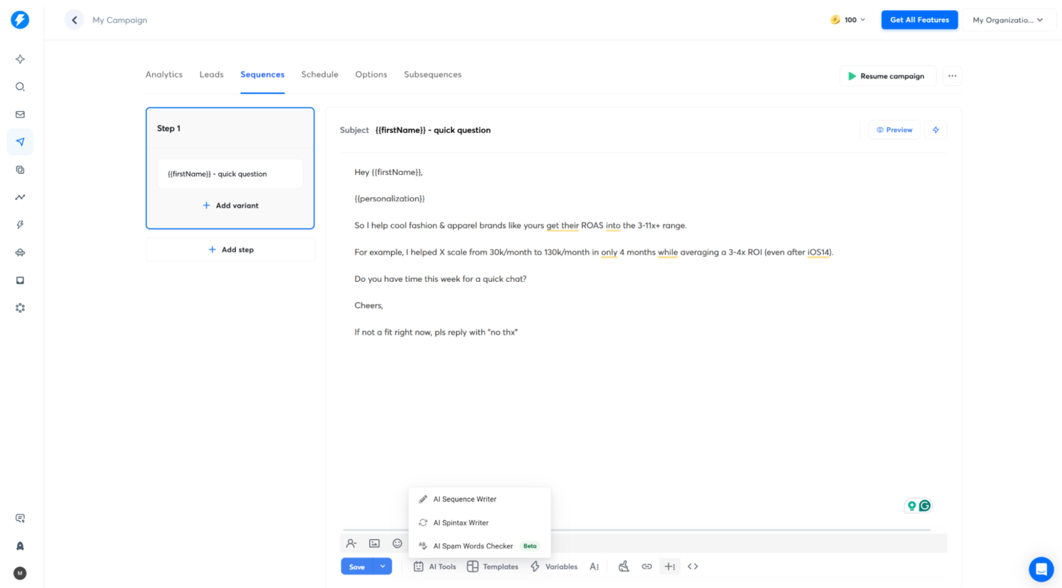 template-based cold outreach campaign