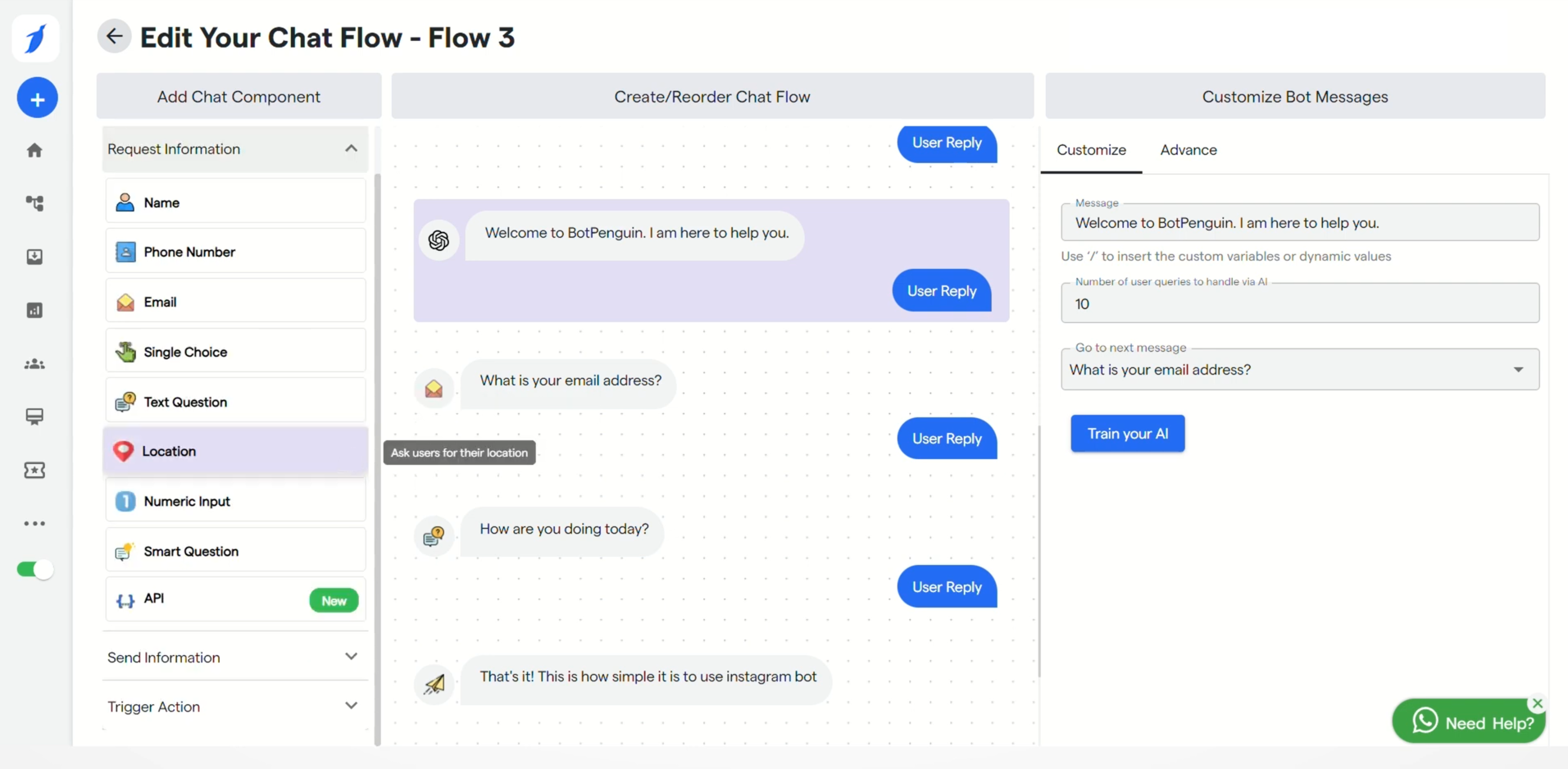 Створення чат-бота з підтримкою ШІ у BotPenguin