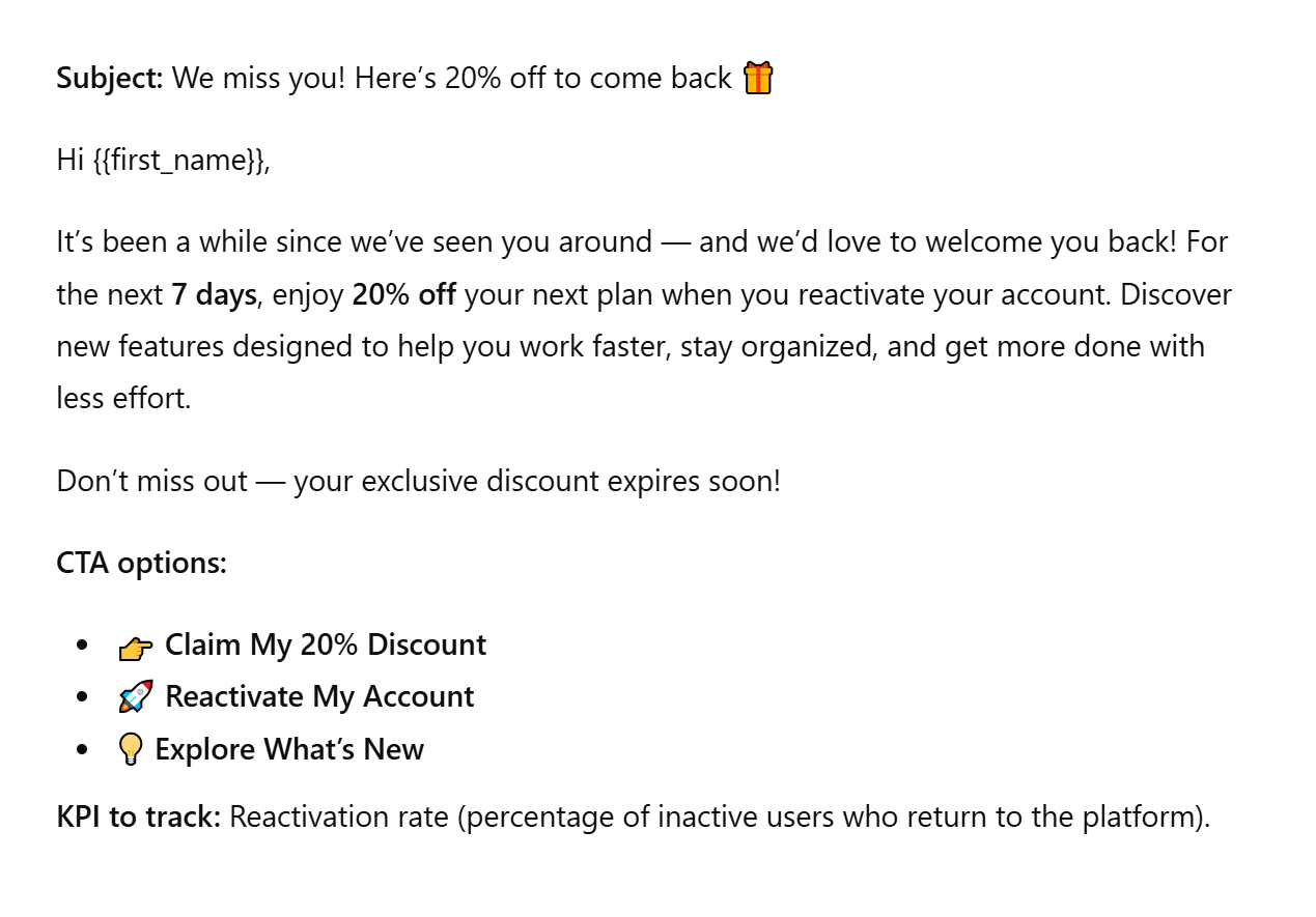 texte d'email généré par l'IA