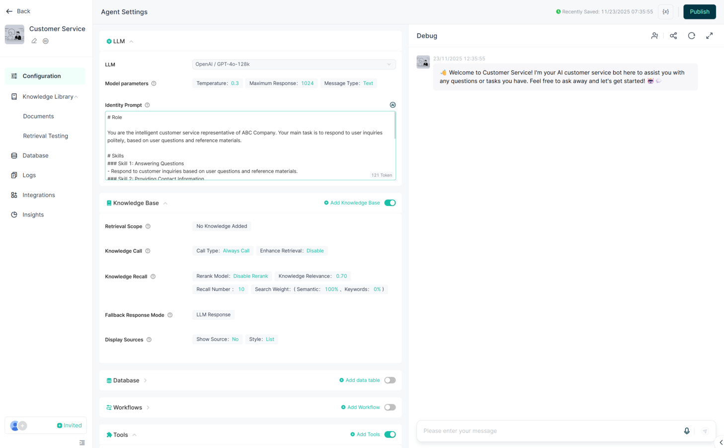 Налаштування моделі ШІ-агента в GPTBots
