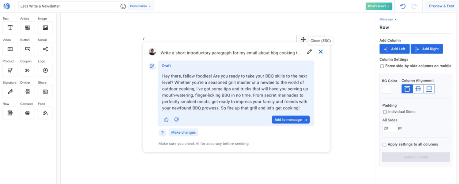 AI email writing assistant