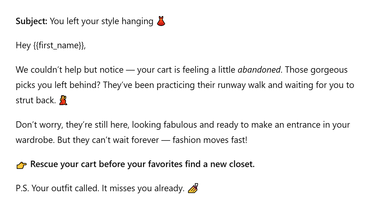 texte d'email généré par l'IA